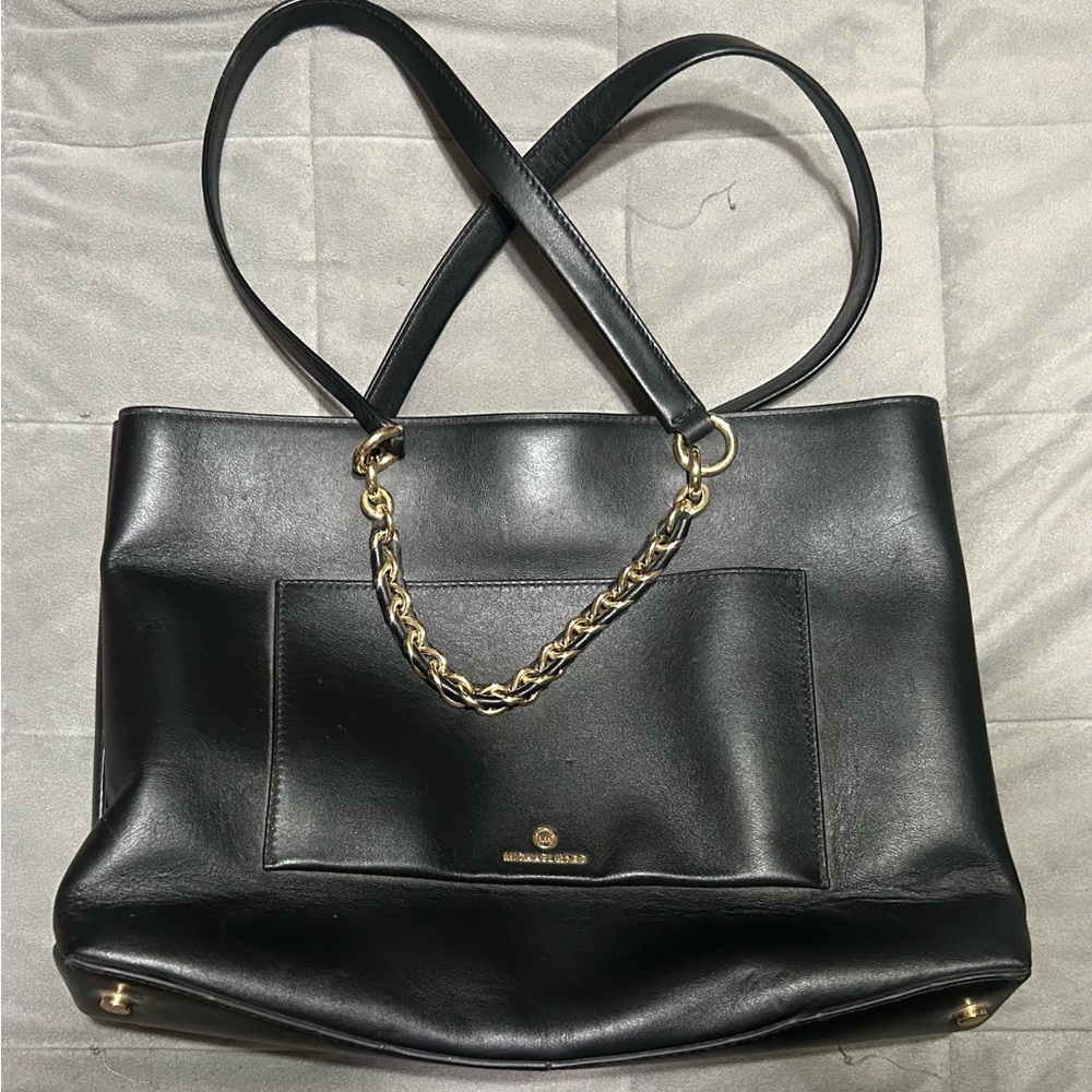 Elegant Black Michael Kors Leather Tote Bag